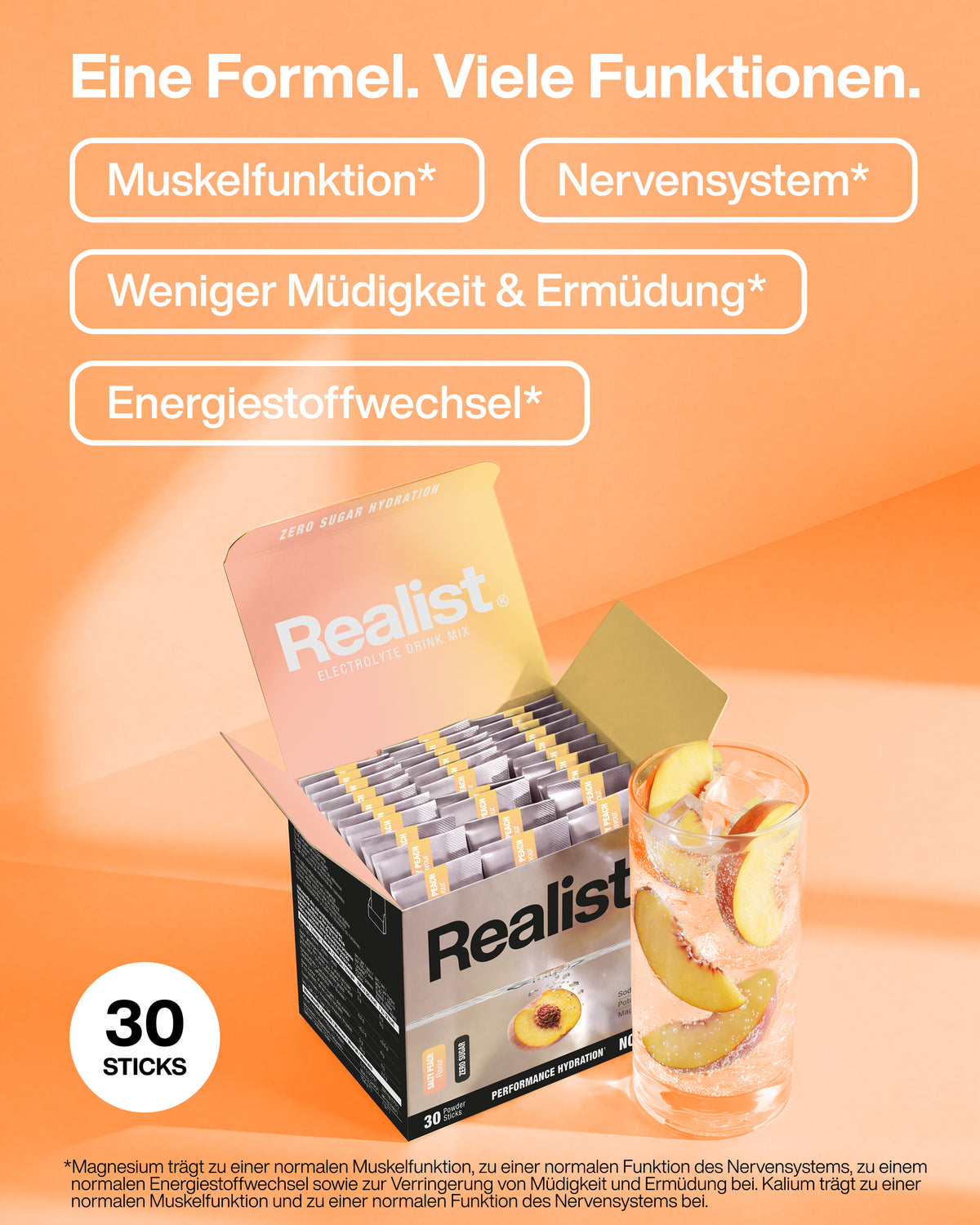 Elektrolyte Pulver Sticks Pfirsich - PERFORMANCE Hydration