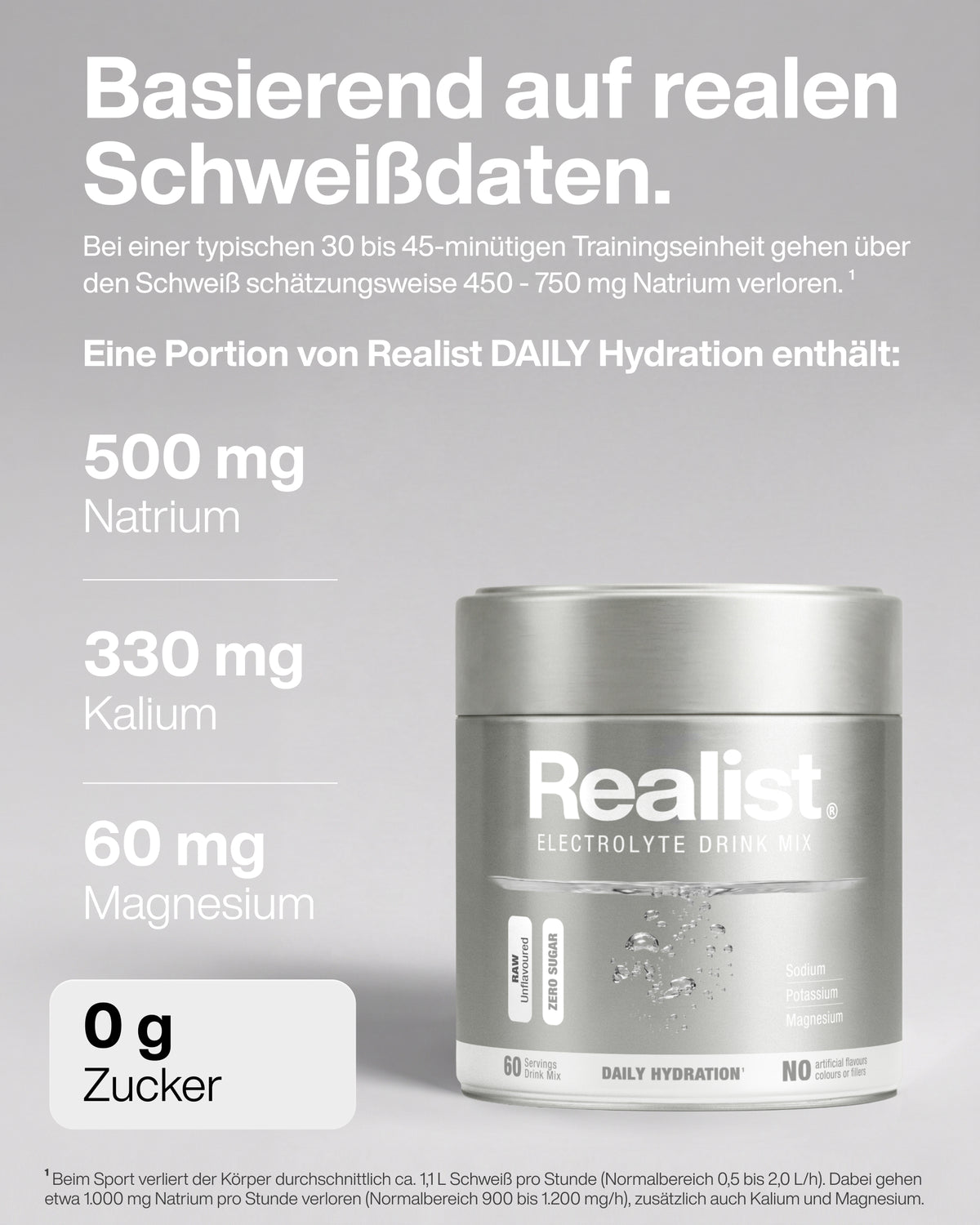 Elektrolyte Pulver Pur - DAILY Hydration Dose - 60 Portionen
