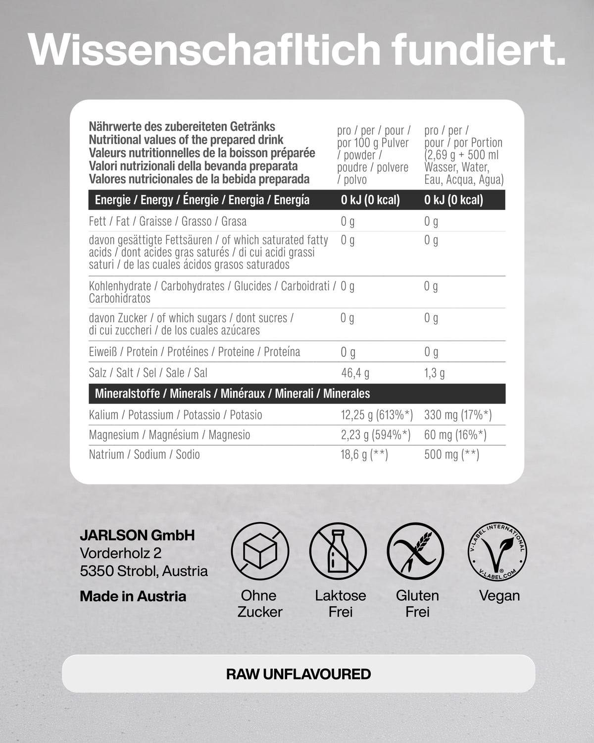 Elektrolyte Pulver Pur - DAILY Hydration Dose - 60 Portionen