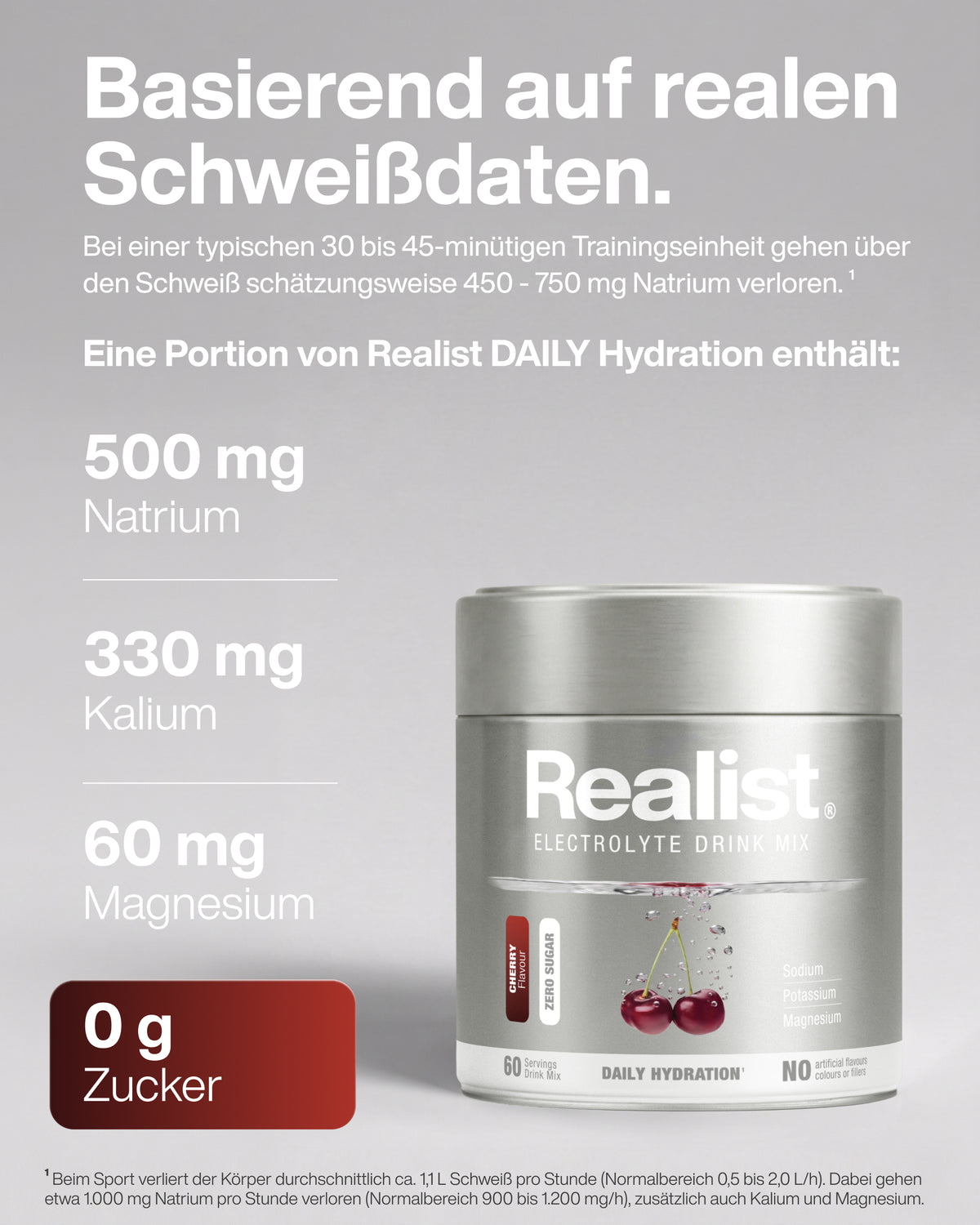 Elektrolyte Pulver Kirsche - DAILY Hydration Dose - 60 Portionen
