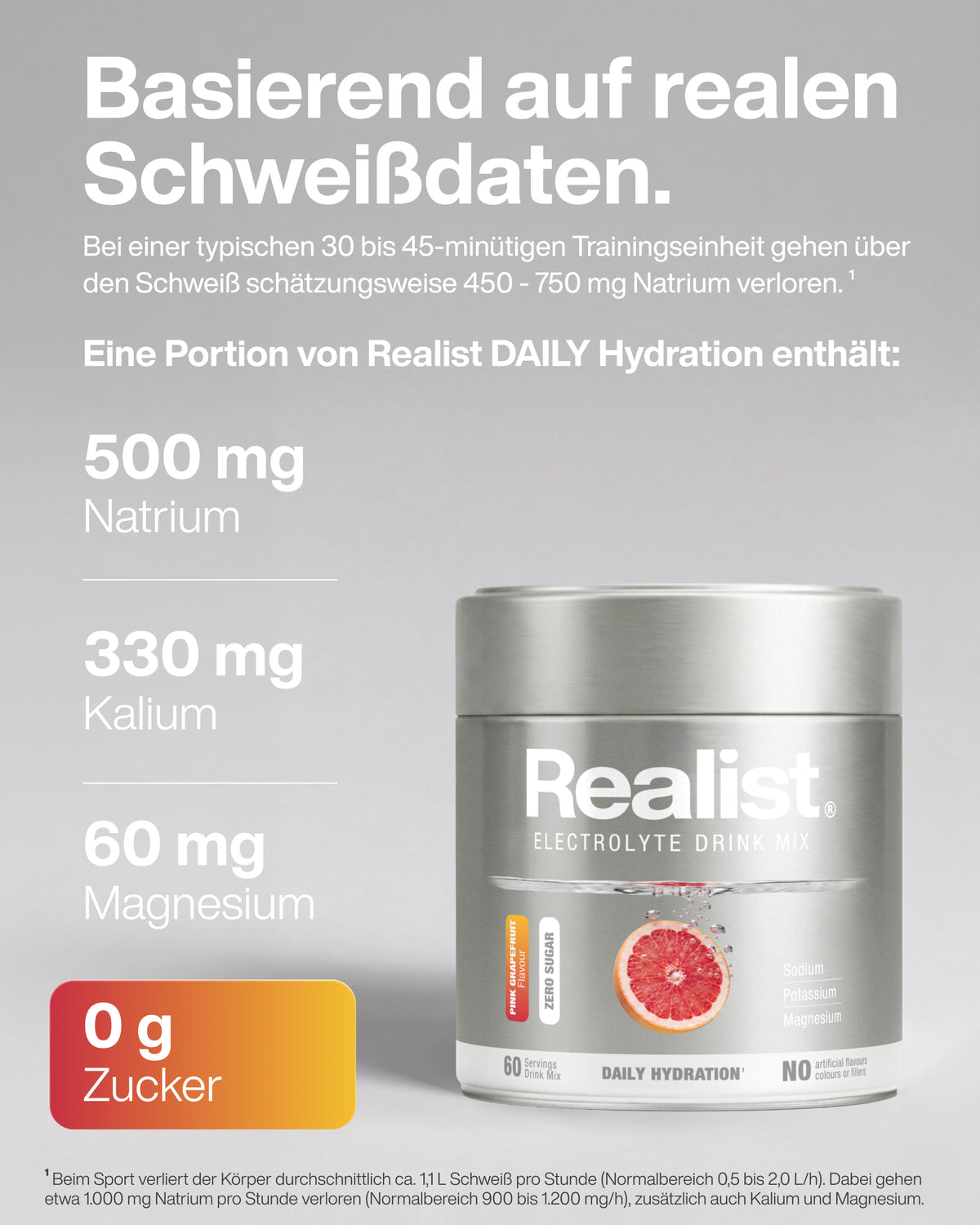 Elektrolyte Pulver Pink Grapefruit - DAILY Hydration Dose - 60 Portionen