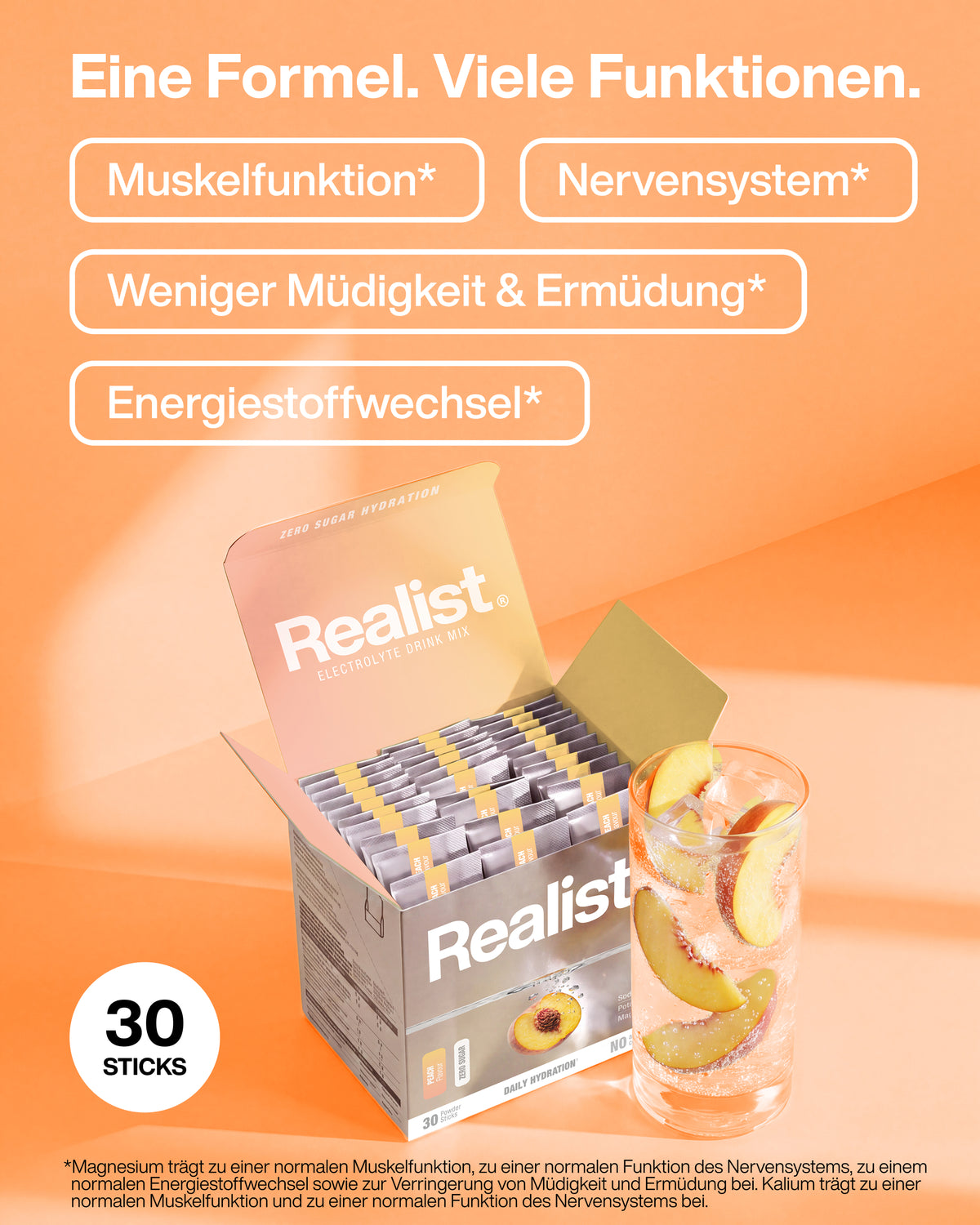 Elektrolyte Pulver Sticks Pfirsich - DAILY Hydration