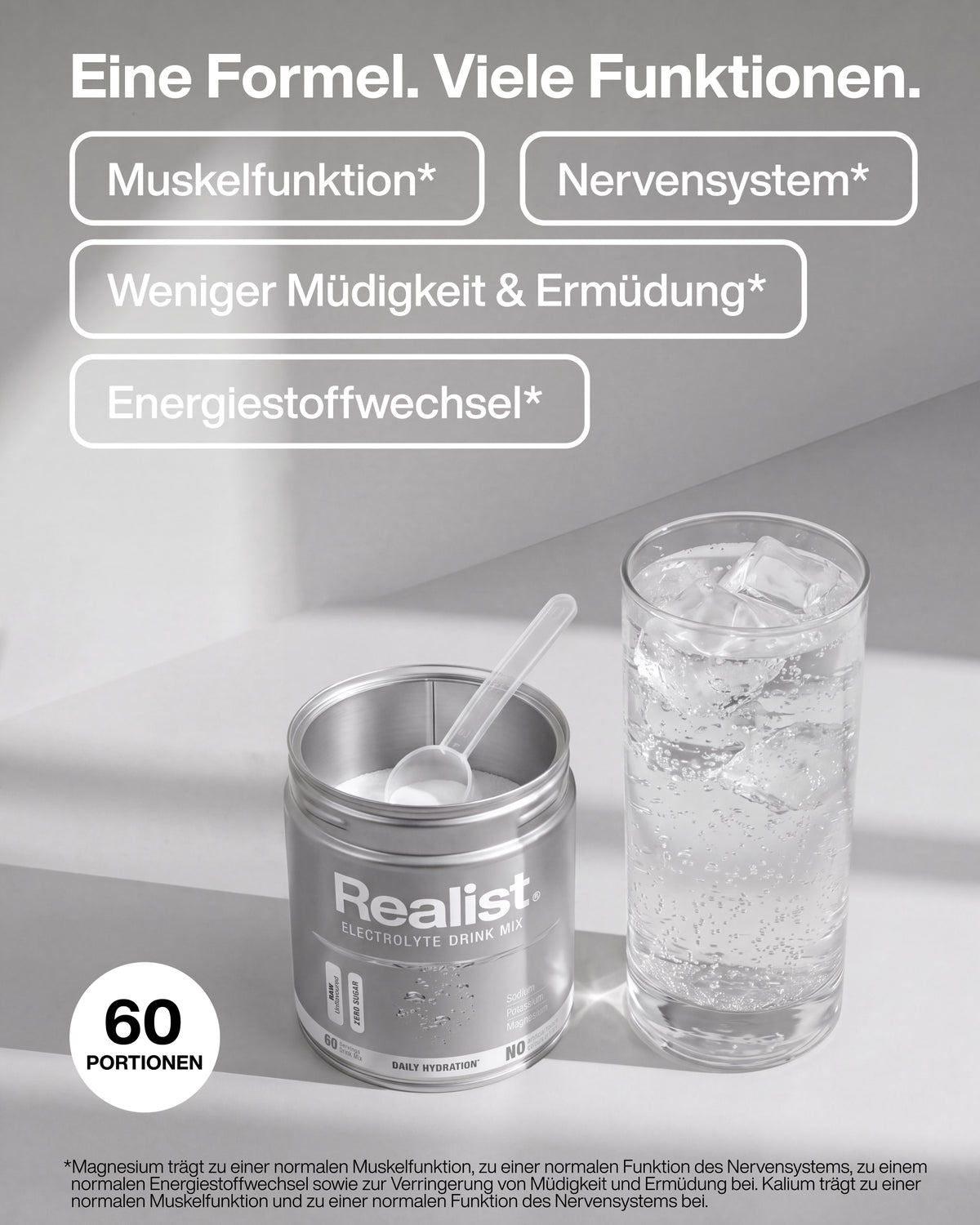 Elektrolyte Pulver Pur - DAILY Hydration Dose - 60 Portionen