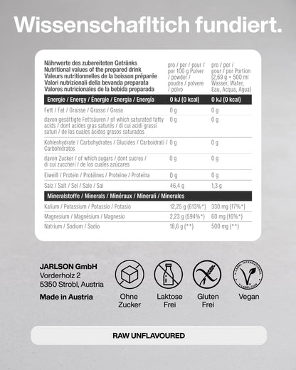 Elektrolyte Pulver Pur - DAILY Hydration Dose - 60 Portionen