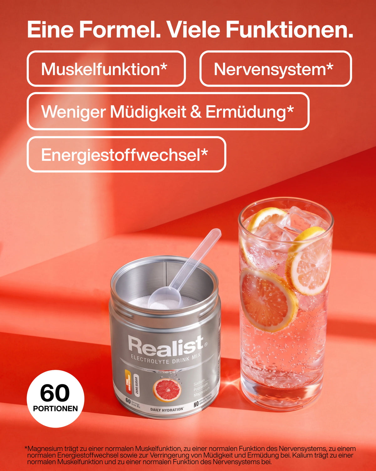 Elektrolyte Pulver Pink Grapefruit - DAILY Hydration Dose - 60 Portionen