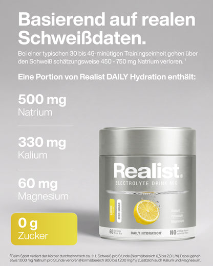 Elektrolyte Pulver Zitrone - DAILY Hydration Dose - 60 Portionen
