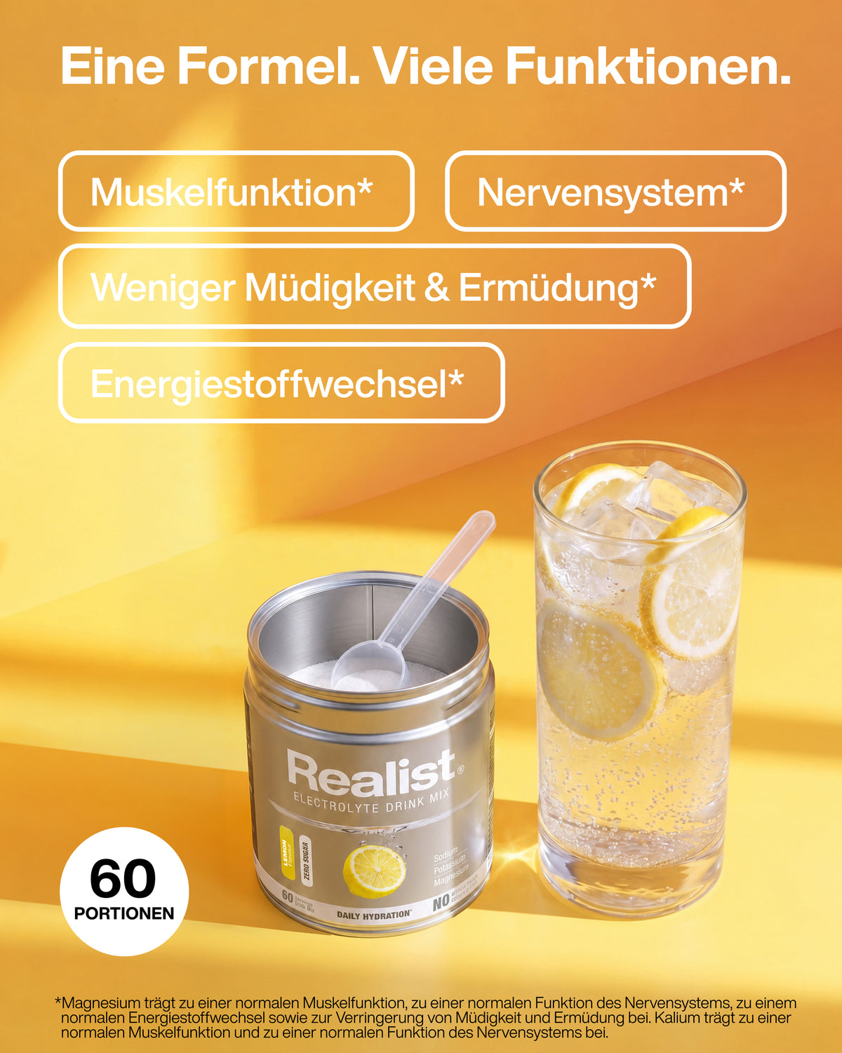 Elektrolyte Pulver Zitrone - DAILY Hydration Dose - 60 Portionen